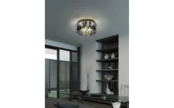 Plafonder-Trio Lighting Crystal Plafond 35cm 3xE14 krom/rökfärgat glas