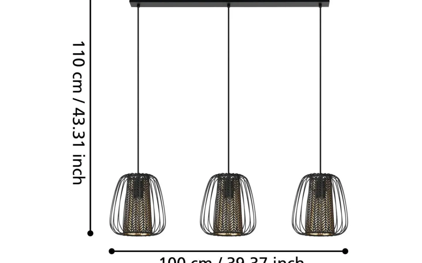 Avlånga Taklampor < Eglo Curasao Taklampa 100cm Svart
