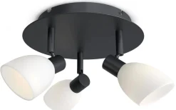 Runda Takspotlights|Takspot Med 3 Lampor-Herstal Cut Takspotlight 31,5cm Svart/Opalglas