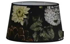 Mönstrade Lampskärmar|Ovala Lampskärmar-Hallbergs Dahlia Noir Lampskärm Oval 20cm Svart