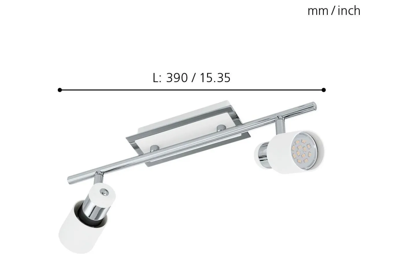 Avlånga Takspotlights|Takspot Med 2 Lampor < Eglo Davida Takspotlight 39cm GU10 LED 3000K 2x5W Vit