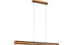 Avlånga Taklampor-Trio Lighting Deacon Takpendel LED matt svart/trä