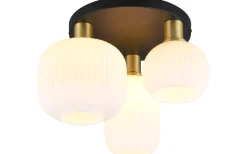 Plafonder < Trio Lighting Diva Plafond 3-delad E27 matt mässing/vit