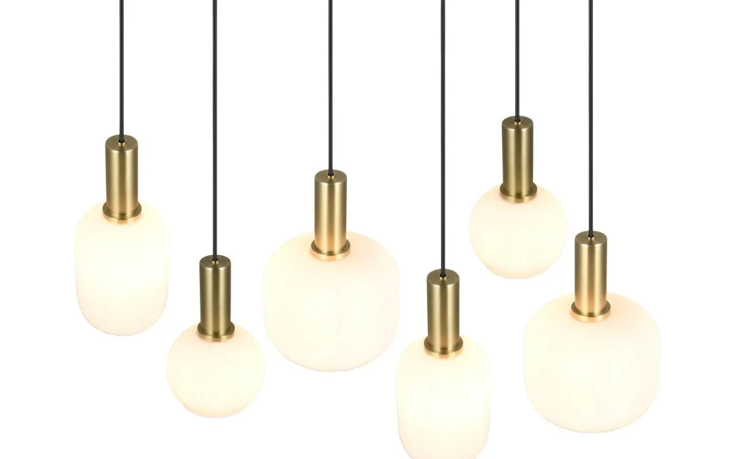 Avlånga Taklampor < Trio Lighting Diva Takpendel 6-delad E27 matt mässing/vit