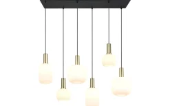 Avlånga Taklampor < Trio Lighting Diva Takpendel 6-delad E27 matt mässing/vit