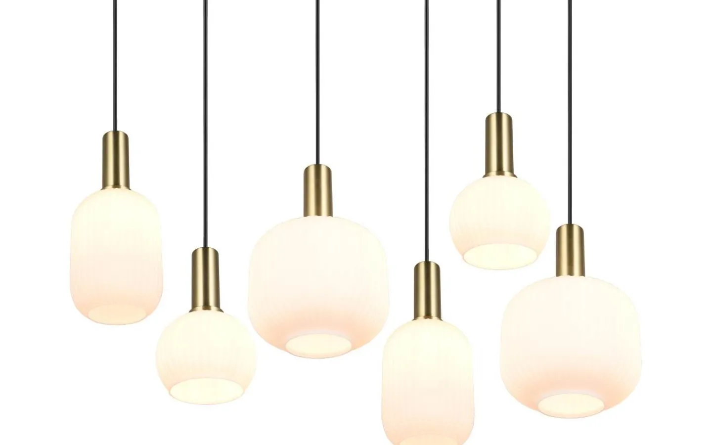 Avlånga Taklampor < Trio Lighting Diva Takpendel 6-delad E27 matt mässing/vit