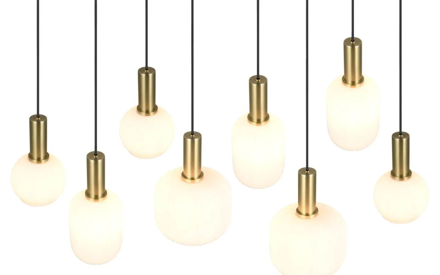Avlånga Taklampor < Trio Lighting Diva Takpendel 8-delad E27 matt mässing/vit