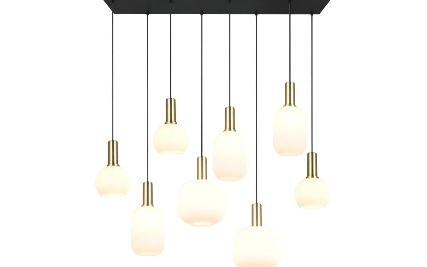 Avlånga Taklampor < Trio Lighting Diva Takpendel 8-delad E27 matt mässing/vit