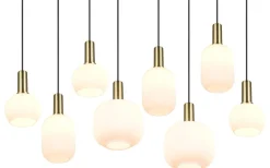 Avlånga Taklampor < Trio Lighting Diva Takpendel 8-delad E27 matt mässing/vit