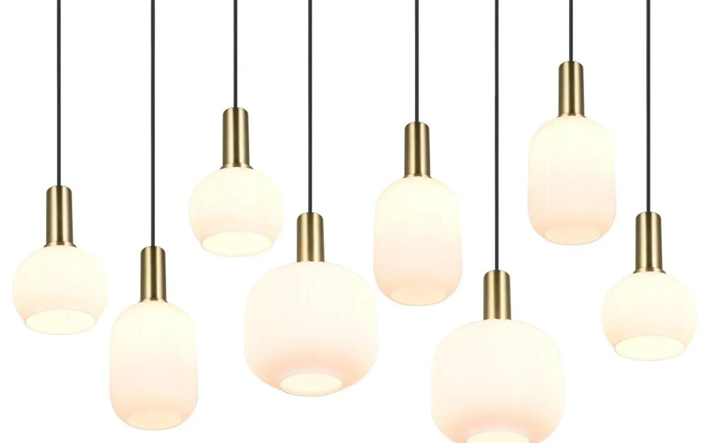 Avlånga Taklampor < Trio Lighting Diva Takpendel 8-delad E27 matt mässing/vit