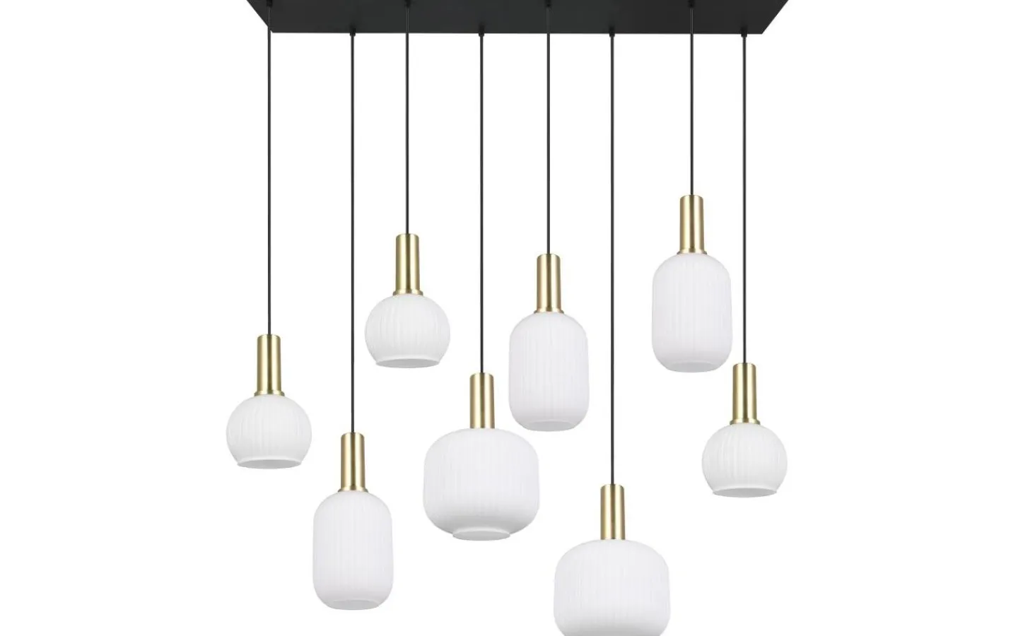 Avlånga Taklampor < Trio Lighting Diva Takpendel 8-delad E27 matt mässing/vit