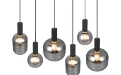 Avlånga Taklampor < Trio Lighting Diva Takpendel 6-delad E27 mattsvart/förkromad