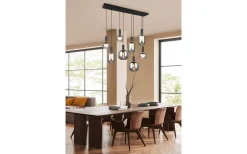 Avlånga Taklampor-Trio Lighting Diva Takpendel 8-delad E27 mattsvart/förkromad