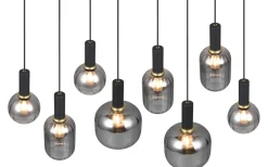 Avlånga Taklampor-Trio Lighting Diva Takpendel 8-delad E27 mattsvart/förkromad