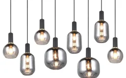 Avlånga Taklampor-Trio Lighting Diva Takpendel 8-delad E27 mattsvart/förkromad