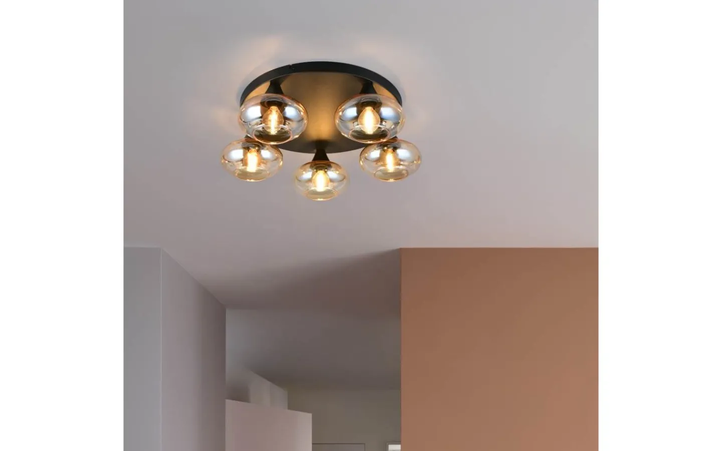 Plafonder < Reality Divina Plafond 5-delad E14 matt svart/bärnsten