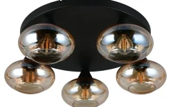 Plafonder < Reality Divina Plafond 5-delad E14 matt svart/bärnsten