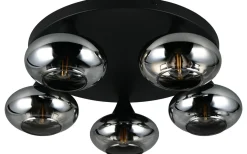 Plafonder-Reality Divina Plafond 5-delad E14 matt svart/rökfärgad