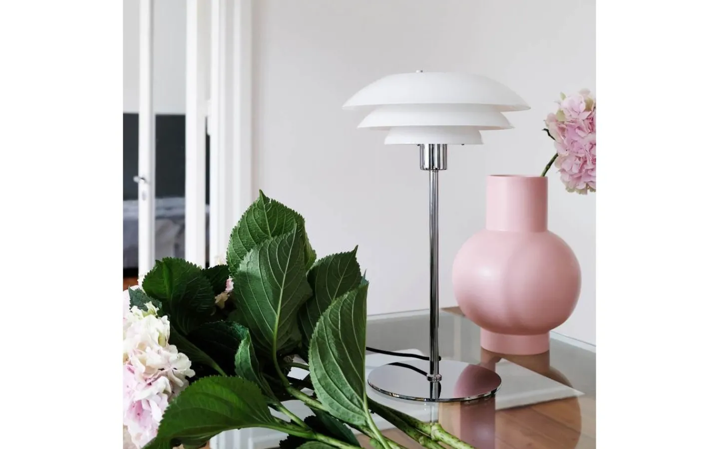 Bordslampor-Dyberg Larsen DL31 Bordslampa 50cm Opal/Krom