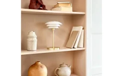Uppladdningsbara Lampor Inomhus|Bordslampor-Dyberg Larsen DL20 Uppladdningsbar Bordslampa 30cm LED 3000K 1,5W Opal/Mässing