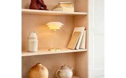 Uppladdningsbara Lampor Inomhus|Bordslampor-Dyberg Larsen DL20 Uppladdningsbar Bordslampa 30cm LED 3000K 1,5W Opal/Mässing