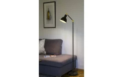 Golvläslampor-Aneta Dublin Golvlampa 140cm Svart/Matt Mässing