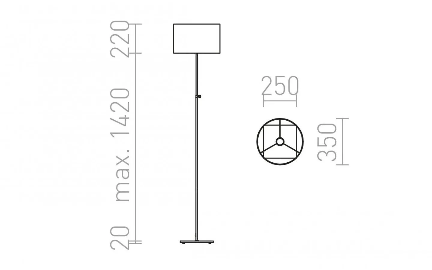 Golvlampor-Rendl Edika Golvlampa 149cm Brun/Matt nickel E27
