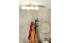 Badrumslampor Tak|Plafonder-Aneta Elba Plafond 60cm Matt Mässing/Opalvit IP44