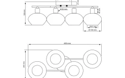 Badrumslampor Tak|Plafonder-Aneta Elba Plafond 60cm Matt Mässing/Opalvit IP44