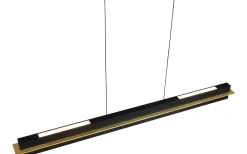 Avlånga Taklampor-Trio Lighting Emerson Takpendel LED matt svart/guld