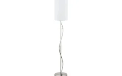 Golvlampor < Eglo Espartal Golvlampa 149cm E27+LED 3000K 11,8W Nickel/Vit