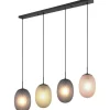 Avlånga Taklampor-Trio Lighting Facette Taklampa 4-st E27 mattsvart/flerfärgad