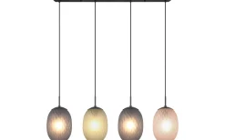 Avlånga Taklampor-Trio Lighting Facette Taklampa 4-st E27 mattsvart/flerfärgad