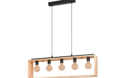 Avlånga Taklampor-Eglo Famborough Taklampa 100cm 5L Trä/Svart