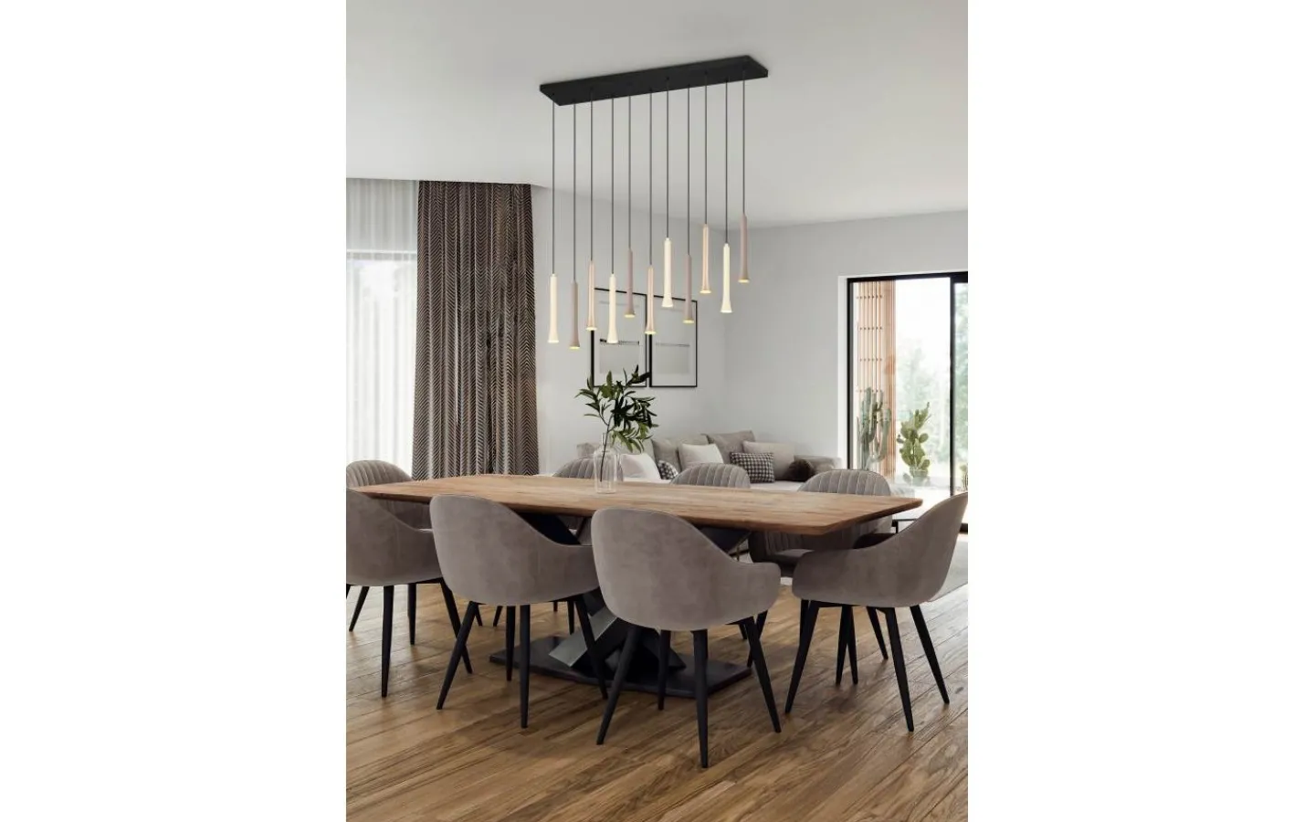Avlånga Taklampor < Trio Lighting Fiato Takpendel LED 11 st 115cm mattsvart/flerfärgad