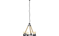 Stora Taklampor Ø50-69 Cm-Eglo Findlay Taklampa 56cm 6L Svart/Natur