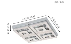 Plafonder-Eglo Fradelo Plafond 52cm LED 3000K 46,5W Krom