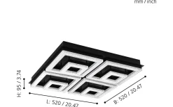 Plafonder-Eglo Fradelo Plafond 52cm LED 3000K 48W Svart