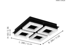 Plafonder-Eglo Fradelo Plafond 28cm LED 3000K 16W Svart