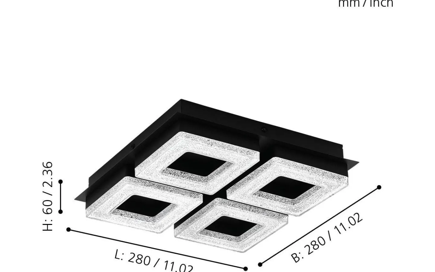 Plafonder-Eglo Fradelo Plafond 28cm LED 3000K 16W Svart