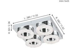 Plafonder-Eglo Fradelo Rund Plafond 28cm LED 3000K 14W Krom