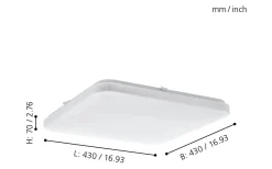 Plafonder-Eglo Frania Plafond 43cm LED 3000K 33W Vit