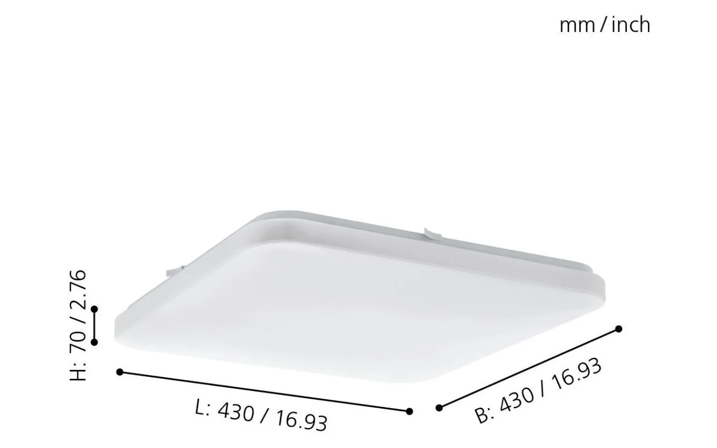 Plafonder-Eglo Frania Plafond 43cm LED 3000K 33W Vit