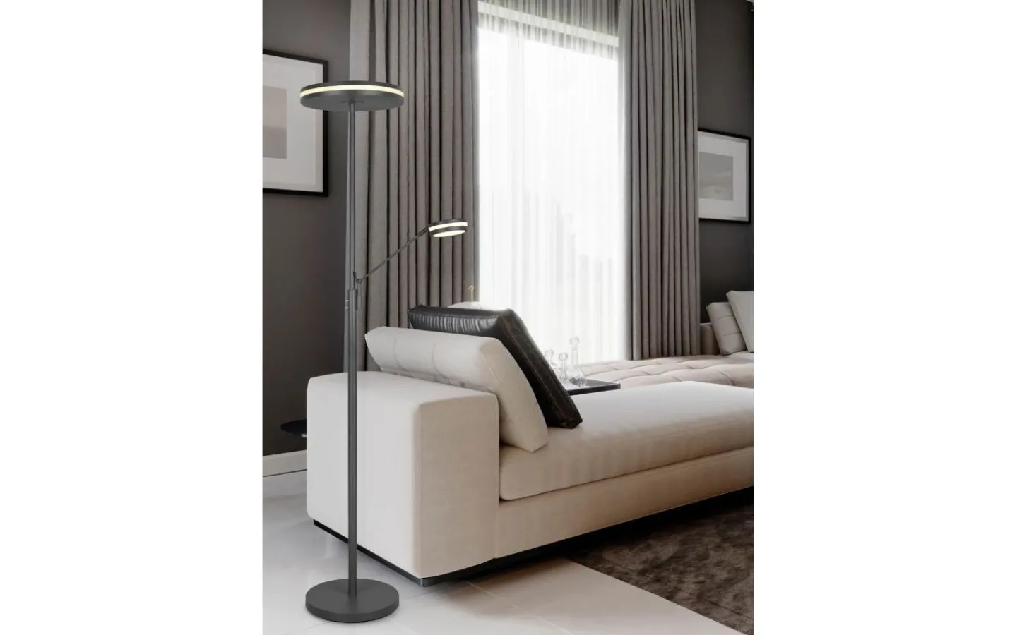 Uplight|Golvläslampor < Trio Lighting Franklin Golvlampa LED uplight antracit