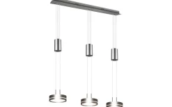 Avlånga Taklampor-Trio Lighting Franklin Takpendel LED 3-delad i borstat stål