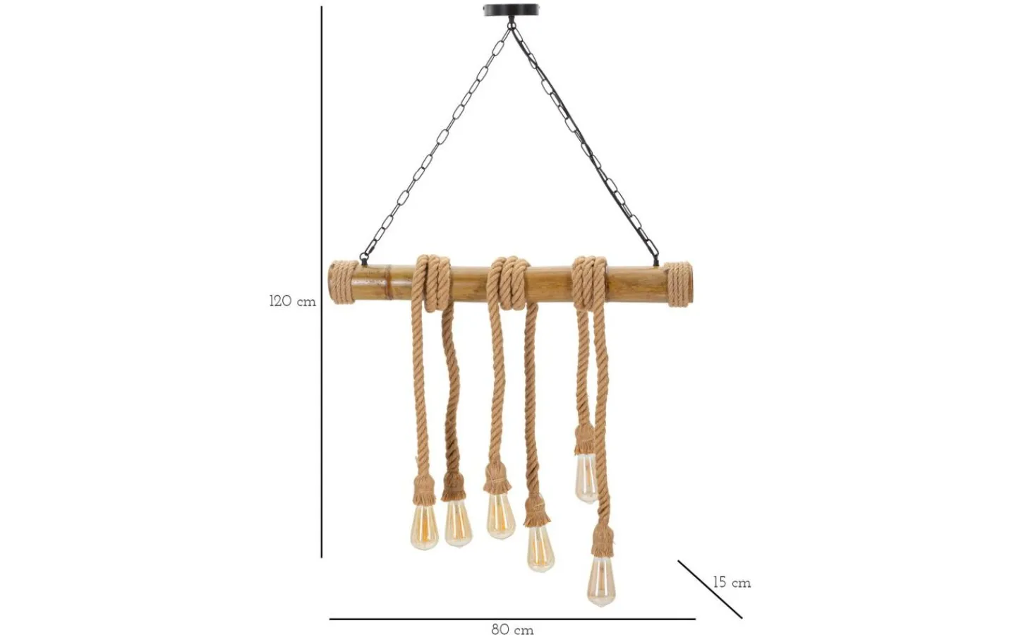 Avlånga Taklampor-Mauro Ferretti Gioia Taklampa 80cm Bambu/Rep