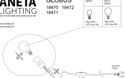 Bordslampor-Aneta Globus Bordslampa 24cm Brun