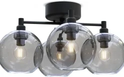 Plafonder-Belid Gloria Plafond 46cm 4L Svartstruktur/Rökfärgat Glas