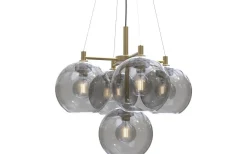 Stora Taklampor Ø50-69 Cm-Belid Gloria Taklampa 68cm 5L Mässing/Rökfärgat Glas