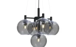 Stora Taklampor Ø50-69 Cm-Belid Gloria Taklampa 51cm 5L Svartstruktur/Rökfärgat Glas